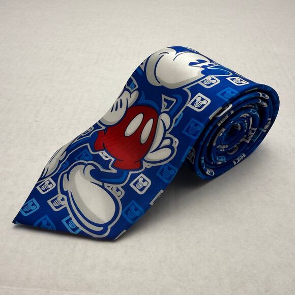 Disney Parks Blue Mickey Mouse Walt Disney World Logo Men's Silk Neck Tie New - Picture 1 of 4